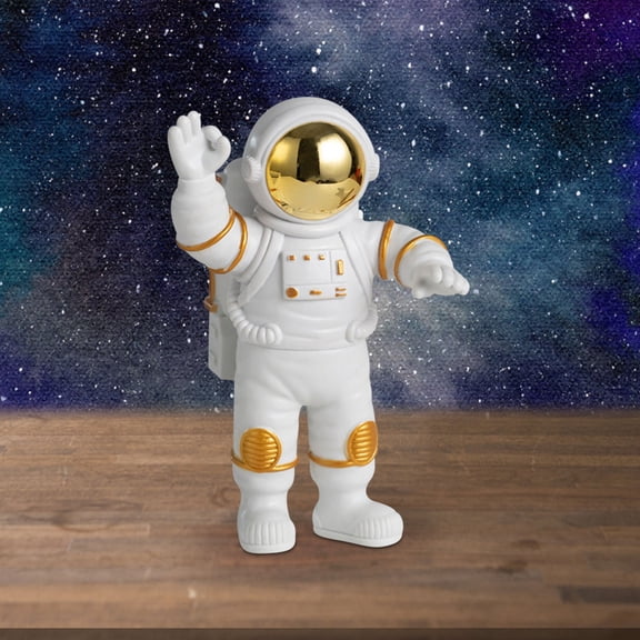 Spaceman Astronaut Figurine Decorative Sculpture Desk Statue Outer Space Decor Spaceman Figurines for Home Office Cake Topper Ornament Gift Space Theme Party Decoration