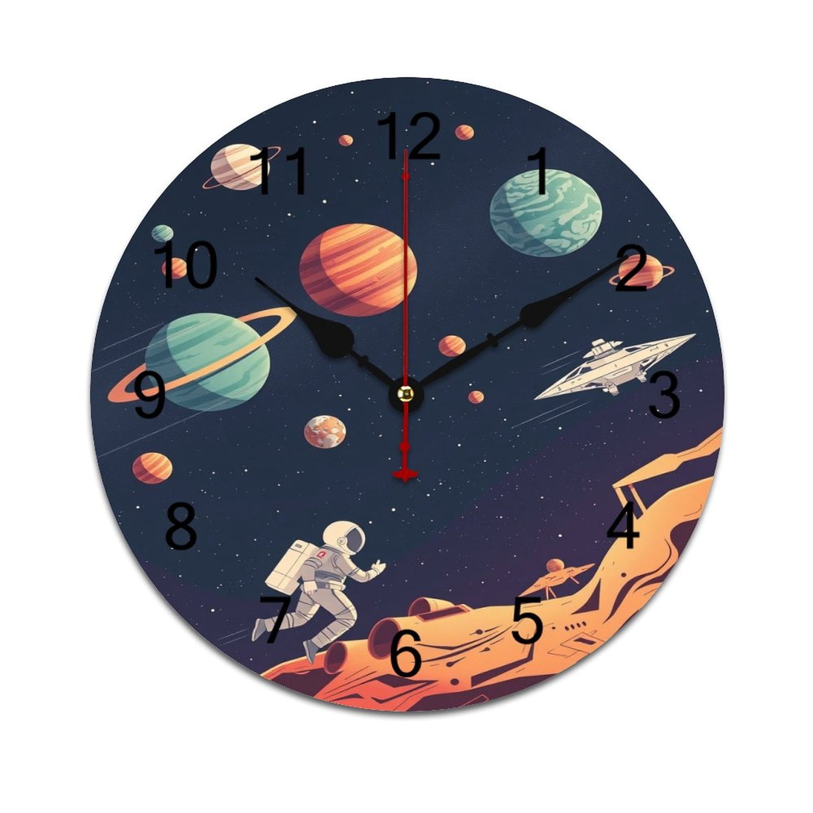 Spaceman Cosmic Adventure Clocks Wall Home Decoration Teen Room Bedroom ...