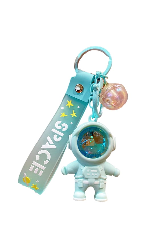 Spaceman Keychain with Letter Wristband Astronaut Keyring Sunset Projector Light Keychain Pendant for Handbag Backpack