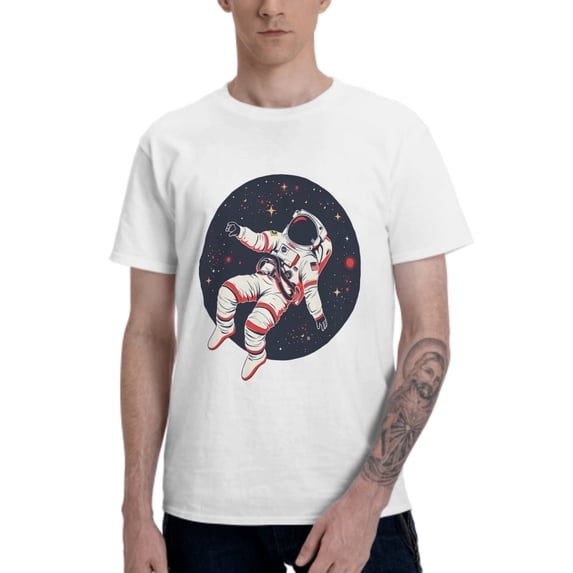 Spaceman T-Shirt for Men Cotton 100% Summer Tops Women Fashion Casual Short Sleeves Round Collar Short-Sleeve Couple Top Tees
