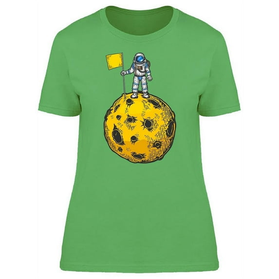 Spaceman With Flag Planet Crater T-Shirt Women -Image by Shutterstock, Female x-Large