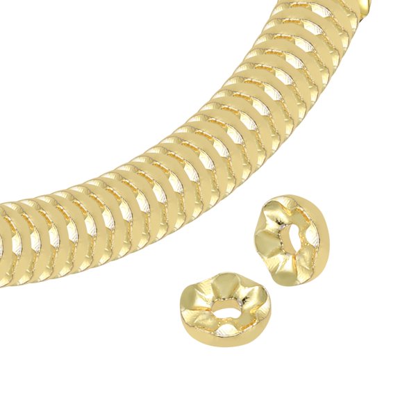 Spacer Disc Beads, 4mm 50 Pcs Champagne Gold Spacer Beads Jewelry Crafting Supplies Wave Disc for DIY Bracelets Necklaces Earrings Making Craft Making