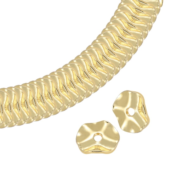 Spacer Disc Beads, 8mm 50 Pcs Champagne Gold Spacer Beads Jewelry Crafting Supplies Wave Disc for DIY Bracelets Necklaces Earrings Making Craft Making