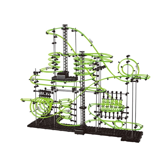 Spacerailway Level 7, 867PCS Advanced Level Marble Run Roller Coaster Building Kit, Glow in The Dark Space Rail Track with 8 Steel Balls, 3D Construction STEM Toy for Teens & Adults