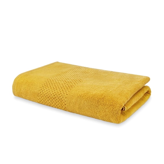 Spaces 100% Cotton Bath Towel 500 Gsm | Quick Dry Nano Spun Special Texture Bath Towels (Dark Yellow)