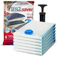 thumbnail image 1 of Spacesaver Premium *Small* Vacuum Storage Bags (Works with Any Vacuum Cleaner + Free Hand-Pump for Travel!) Double-Zip Seal and Triple Seal Turbo-Valve for 80% More Compression! (6 Pack), 1 of 7