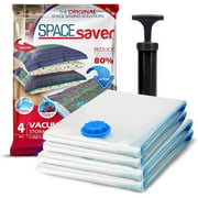 Spacesaver Premium Vacuum Storage Bags (2 x Large, 2 x Jumbo) 80% More Storage! Hand-Pump for Travel! Double-Zip Seal and Triple Seal Turbo-Valve for Max Space Saving! (Variety 4 Pack)