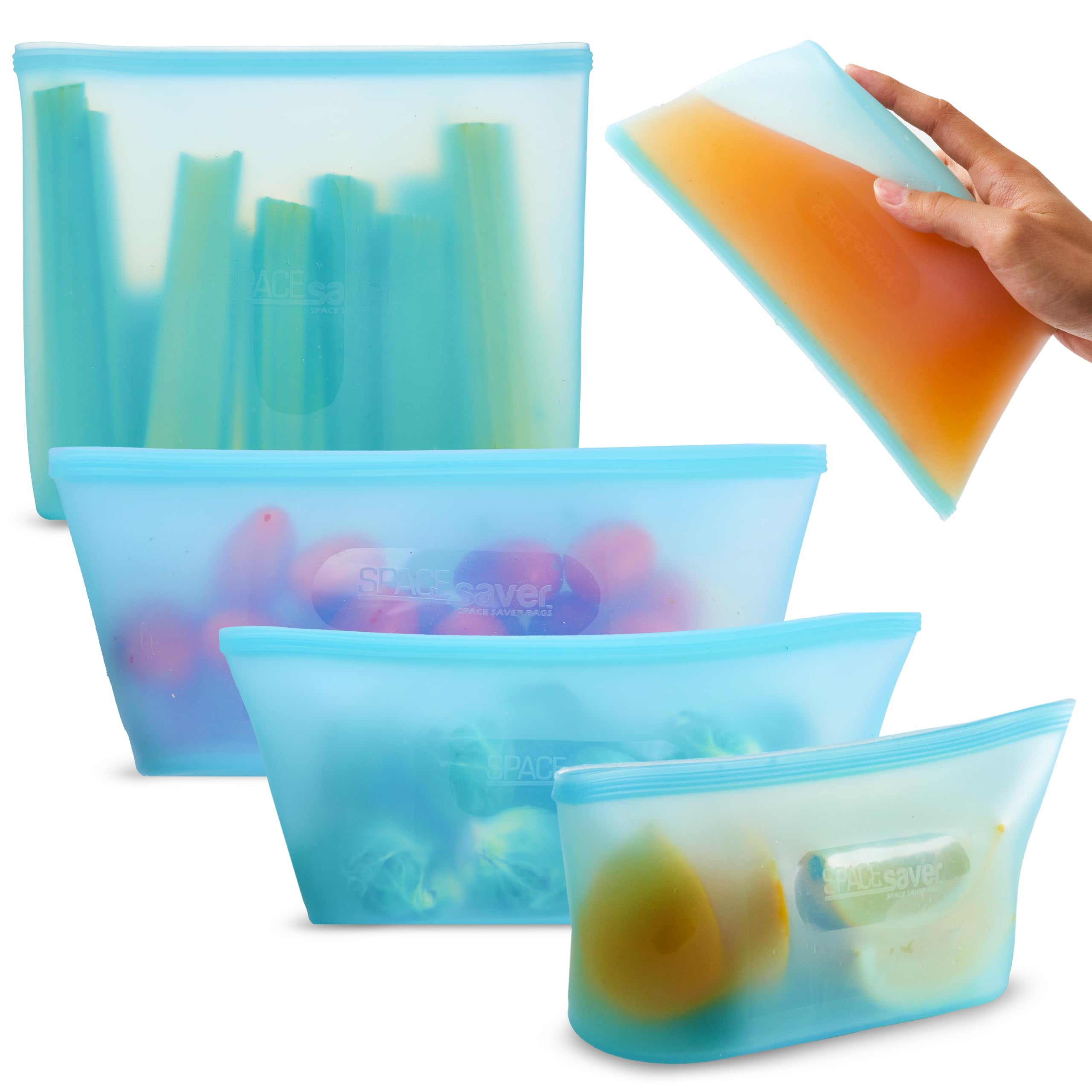 Spacesaver Reusable Silicone Storage Bags (4pk) Multipurpose Kitchen