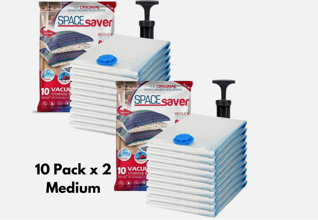 Spacesaver Vacuum Storage Bags for Clothes Storage, 10 Pack x 2 - Medium