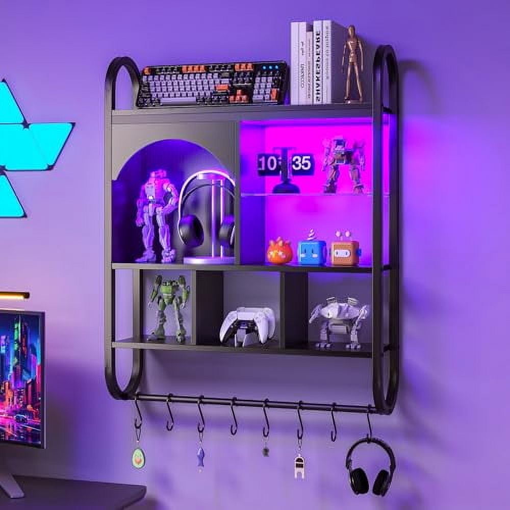 Gaming Shelf for Wall 35inch,Floating Shelves for Wall with Led,Large ...