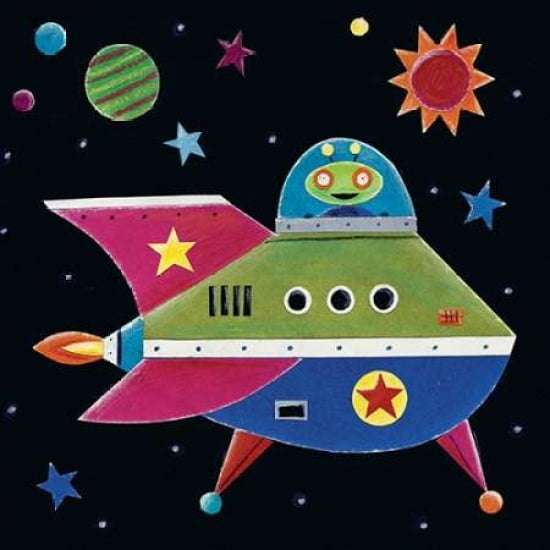 Spaceship 2 Canvas Art - Simon Hart (24 x 24)