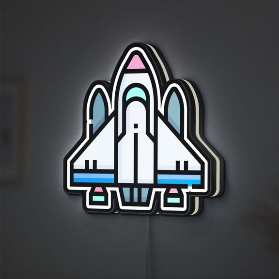 Spaceship 3D Novelty Light Box for Sci‑Fi Fans, Game Room Decor, Ideal for Rocket Enthusiasts (Width 24 inch, 60cm)
