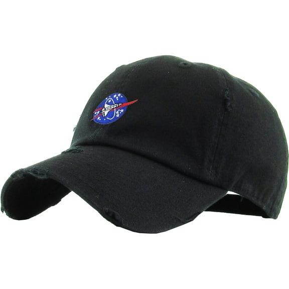 Spaceship Black Vintage Distressed Dad Hat Adjustable Baseball Cap NASA Galaxy Alien UFO Face ET E.T. Saucer Rocket Planets Earth Mars Moon
