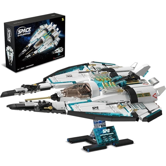 Spaceship Building Blocks Set, STEM Space Toys for Kids to Assemble a Space Shuttle with Light, Best Present (739PCS)