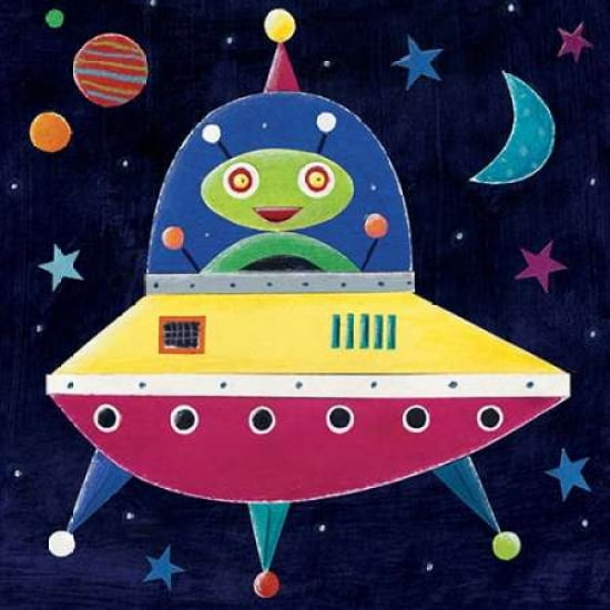 Spaceship Canvas Art - Simon Hart (24 x 24)