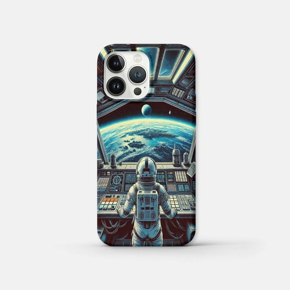 Spaceship Cockpit Phone Case with Retro Sci Fi Space View 17 16 15 14 13 12 11 Pro Max