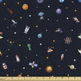 thumbnail image 1 of Ambesonne Spaceship Fabric by the Yard Upholstery, Stars Aliens Planets, 1 Yard, Multicolor, 1 of 4