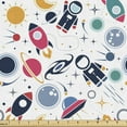 thumbnail image 1 of Spaceship Fabric by the Yard, Silhouettes of Space Elements Astronomy Themed Digitally Composed Illustration, Upholstery Fabric for Dining Chairs Home Decor Accents, 10 Yards, Multicolor by Ambesonne, 1 of 4