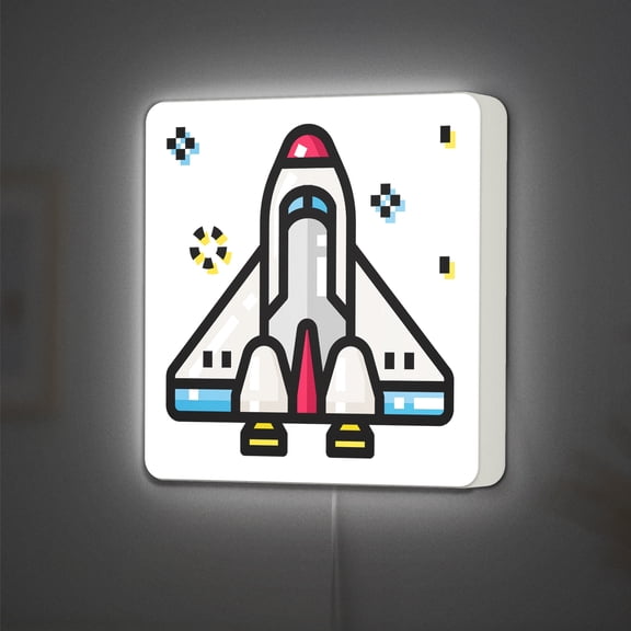 Spaceship LED Lightbox - Space Ship Launch Rocket Decor, Custom Led Sign for Home Office Shop Decor (Width 8 inch, 20cm)