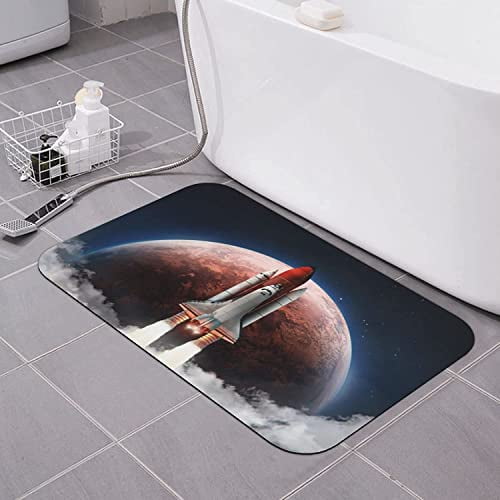 Spaceship Mars Planet Welcome Mat Porch Funny Doormat Home Decor Bath Doormat Indoor Door Rug Non Slip Rugs for Entryway Patio Kitchen Decoration 18x30 inch