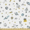 thumbnail image 1 of Ambesonne Spaceship Fabric by the Yard Upholstery, Cosmos Themed Doodle, 2 Yards, Pale Blue Grey Black, 1 of 4