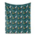 thumbnail image 1 of Spaceship Soft Flannel Fleece Blanket, Outer Space Cartoon with Dotted Backdrop Futuristic Themes Saturn Sun and Nebula, Cozy Plush for Indoor and Outdoor Use, 60" x 80", Multicolor, by Ambesonne, 1 of 5