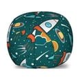 thumbnail image 1 of Spaceship Storage Toy Bag Chair, Outer Space Cartoon with Dotted Backdrop Futuristic Themes Saturn Sun and Nebula, Stuffed Animal Organizer Washable Bag, Small Size, Multicolor, by Ambesonne, 1 of 3