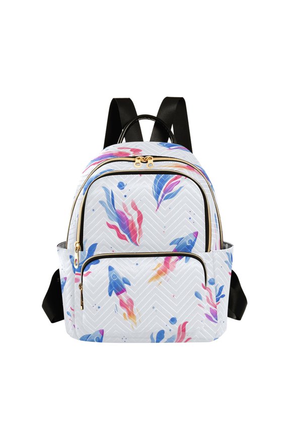 Spaceship with Dreamy Fire Track Quilted Backpack Fashion Daypack Commuter Bag for Women 14 L