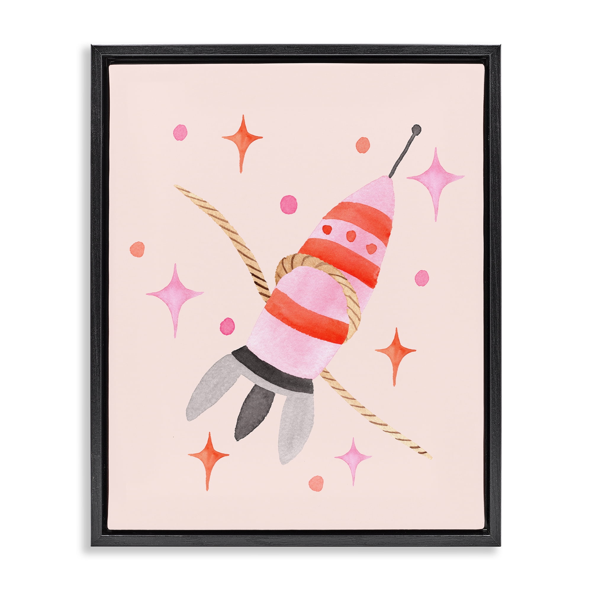 Spaceship with Lasso Black Framed Floater Canvas Wall Art, design by Nina Jacobs