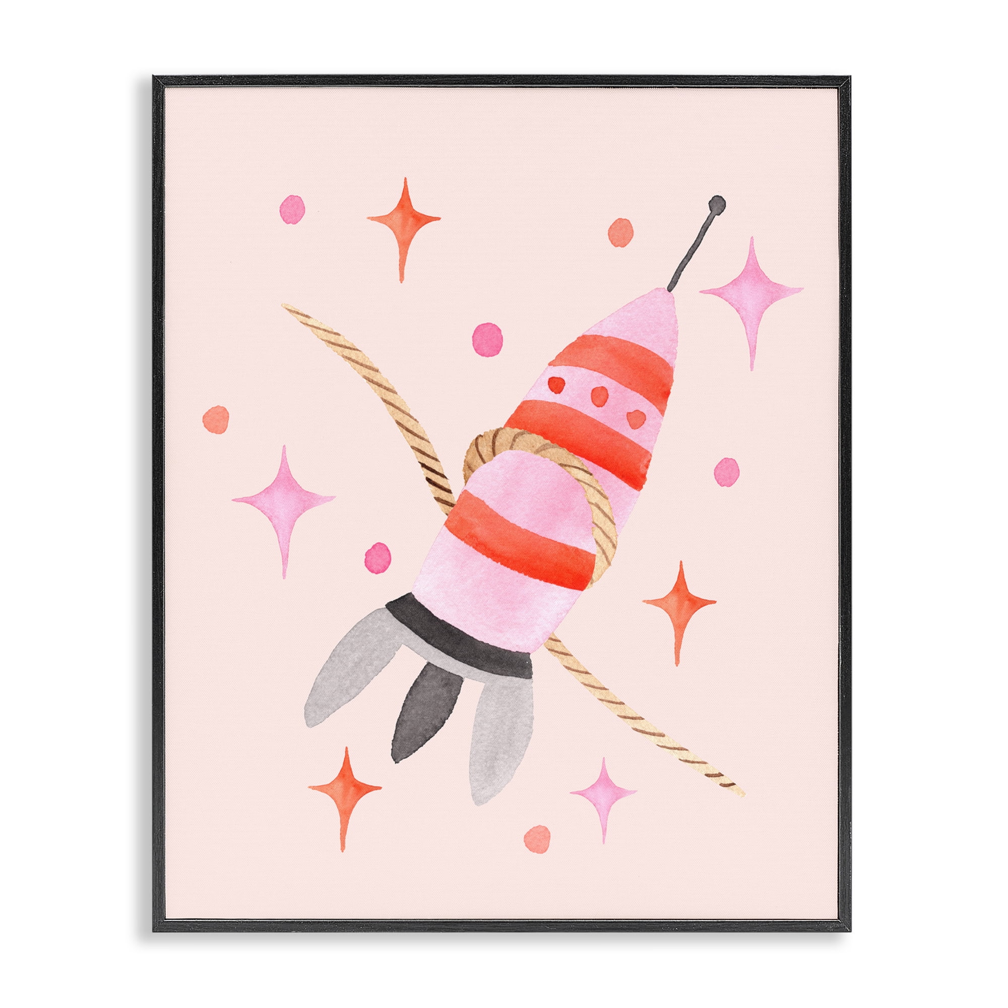 Spaceship with Lasso Black Framed Giclee Art, design by Nina Jacobs