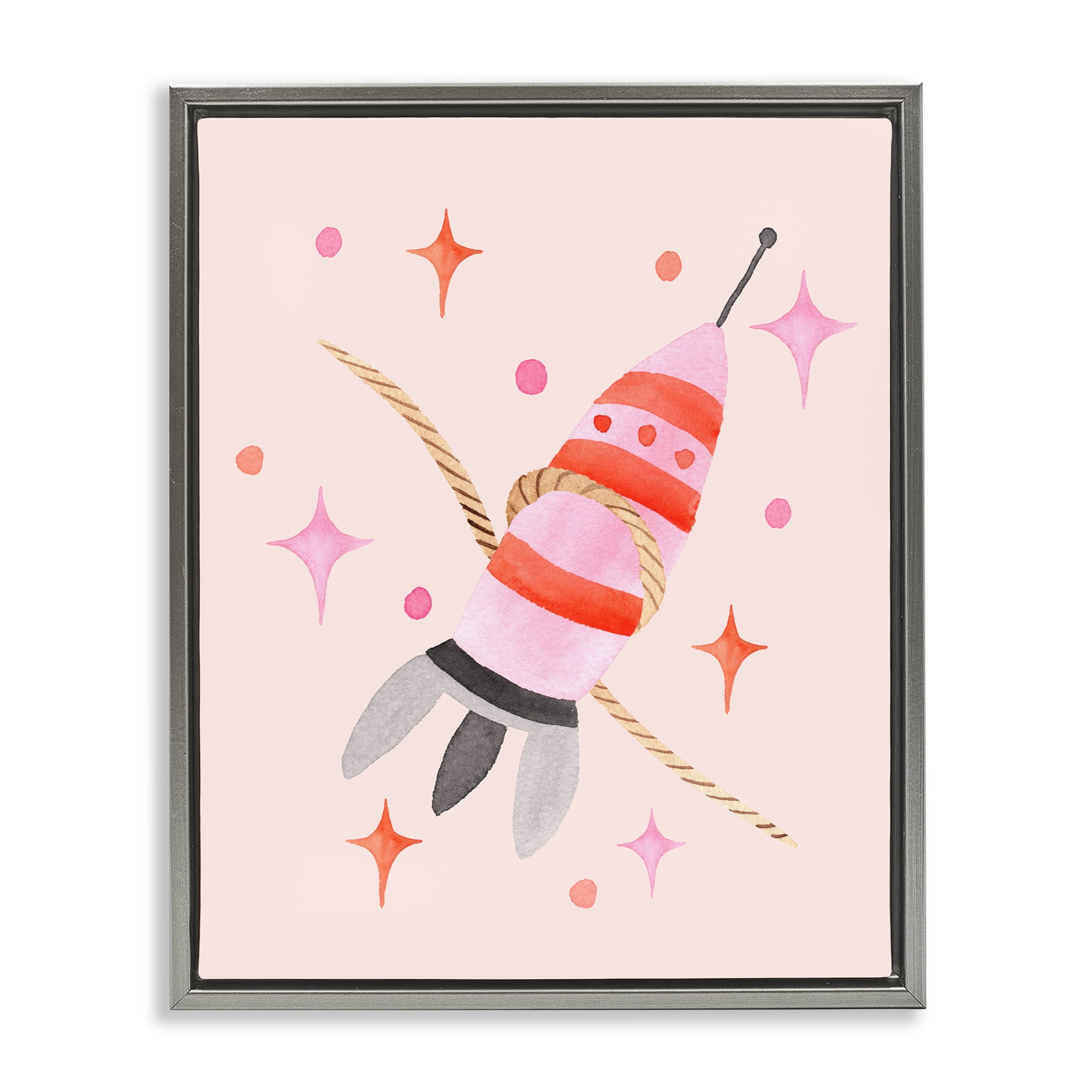 Spaceship with Lasso Gray Framed Floater Canvas Wall Art, design by Nina Jacobs
