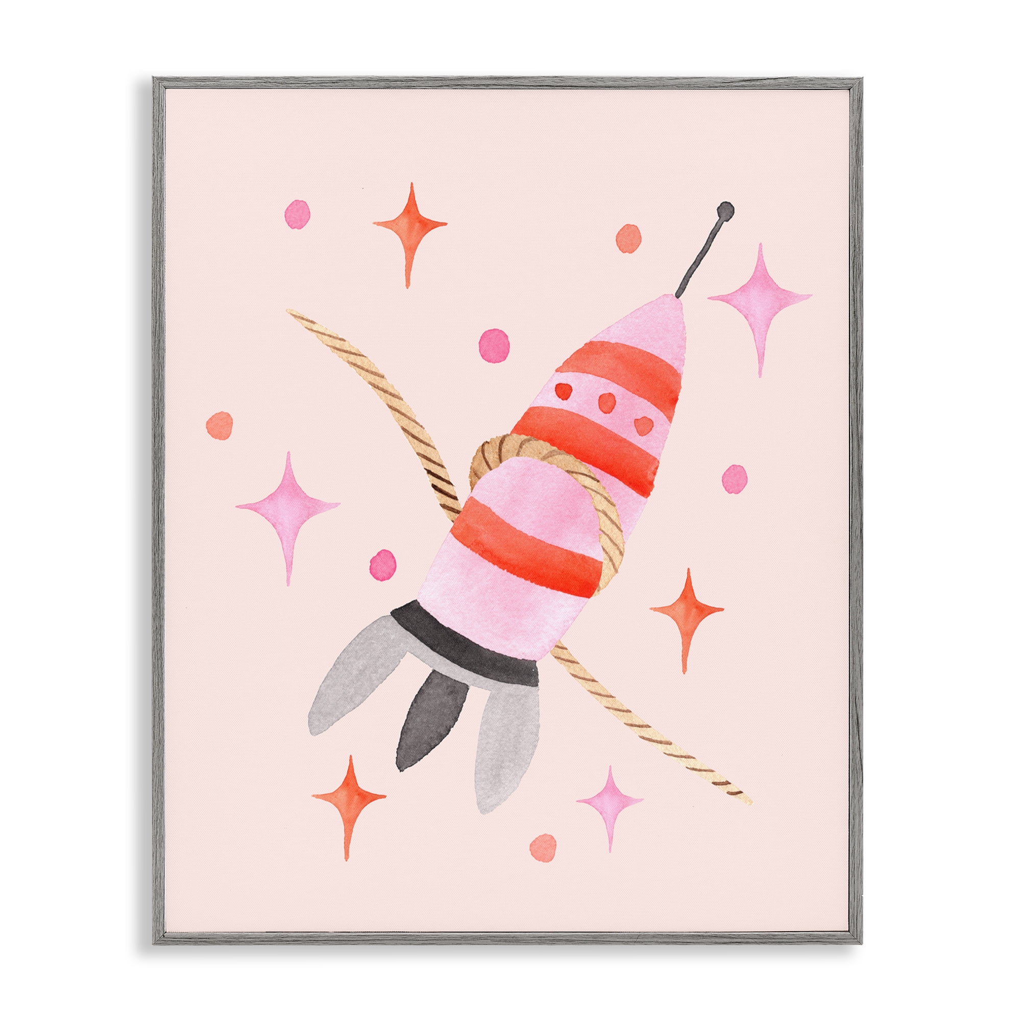 Spaceship with Lasso Gray Framed Giclee Art, design by Nina Jacobs