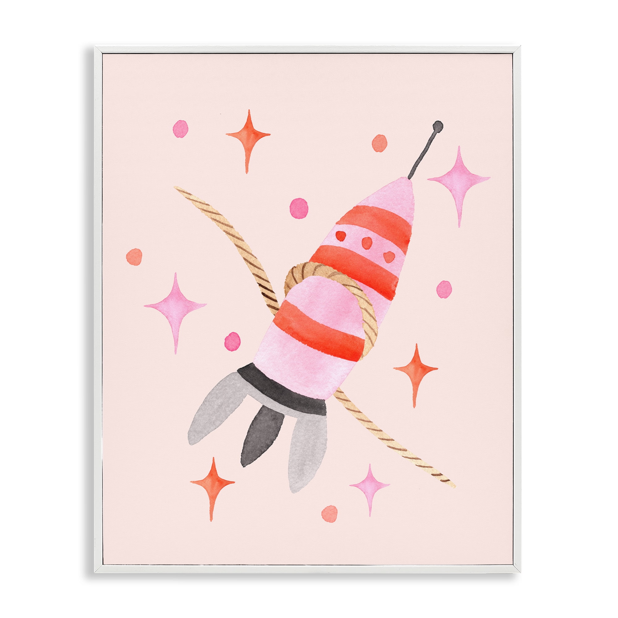 Spaceship with Lasso White Framed Giclee Art, design by Nina Jacobs