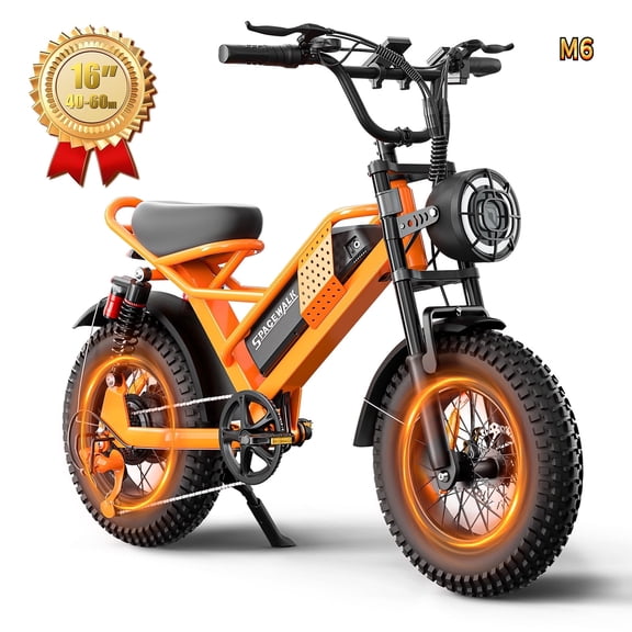 Spacewalk 16" Electric Bike with Fat Tires, 750W Motor, 48V 15Ah Removable Battery, 21.7 MPH, Compact E-Bike for Riders 4'10"–5'5"