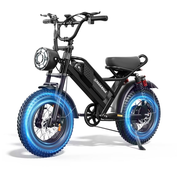 Spacewalk 16" Fat Tire Electric Bike 750W Motor Mountain Bikes , 21.7MPH, 48V 15Ah Removable Battery, Compact Ebike for 4'10" to 5'5" Riders & Teen