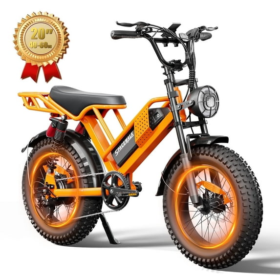 SPACEWALK Electric Bike for Adults, 750W Motor, 20"x4" Fat Tires, 25mph Top Speed, 48V 15Ah Removable Battery, Dual Front & Rear Suspension for Smooth Riding