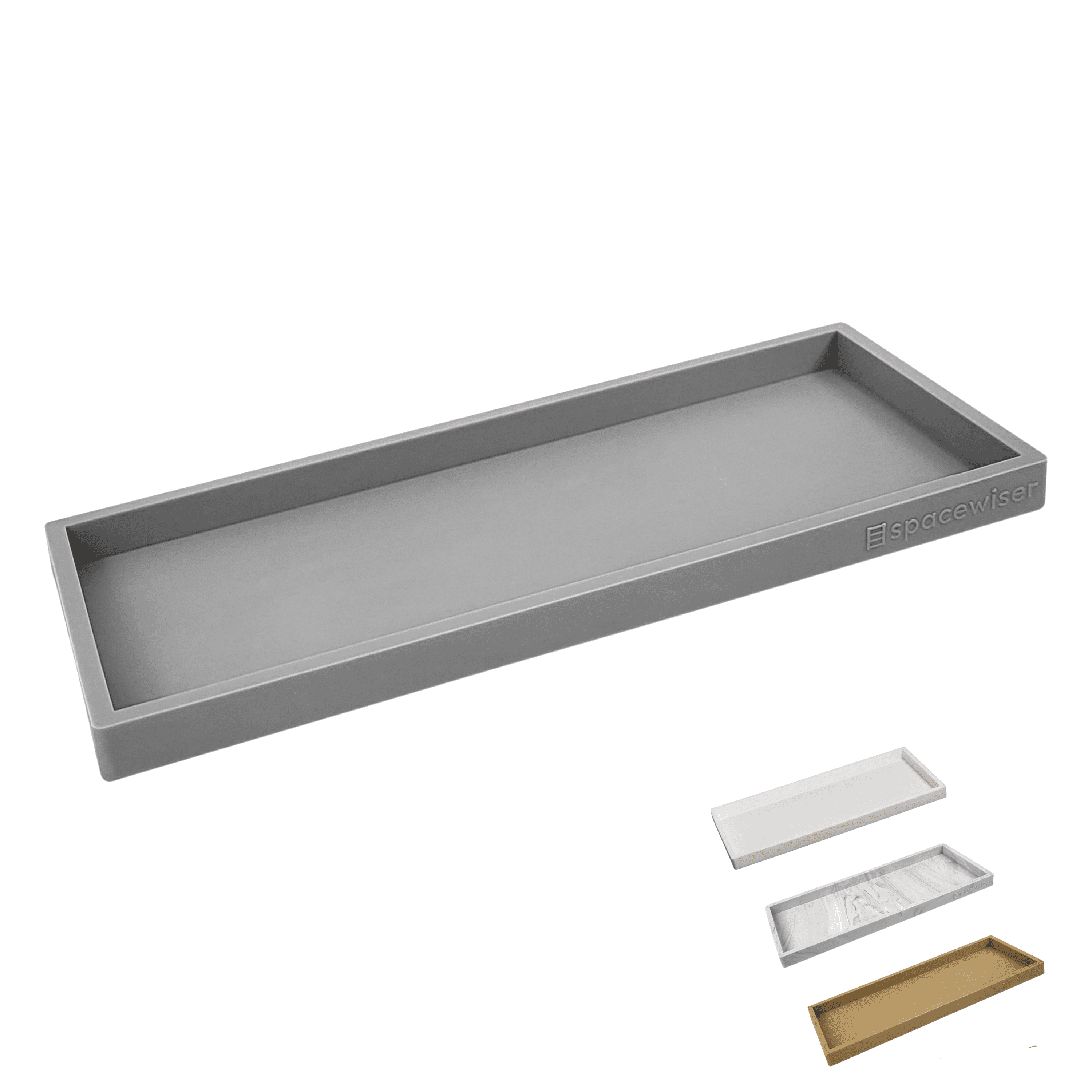 Spacewiser Countertop and Vanity Tray 11.7" Shatterproof Bathroom Tray, Flexible Silicone Soap