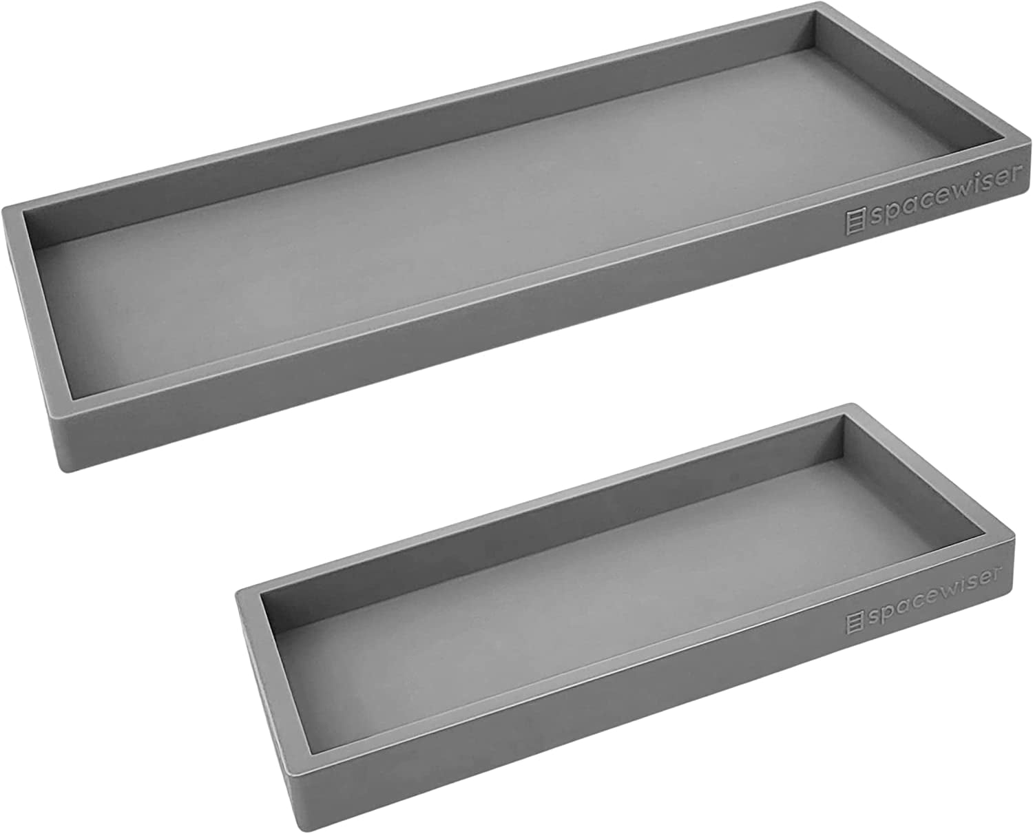 Spacewiser Countertop and Vanity Tray 2 PC (11" and 7") Shatterproof Silicone Kitchen and