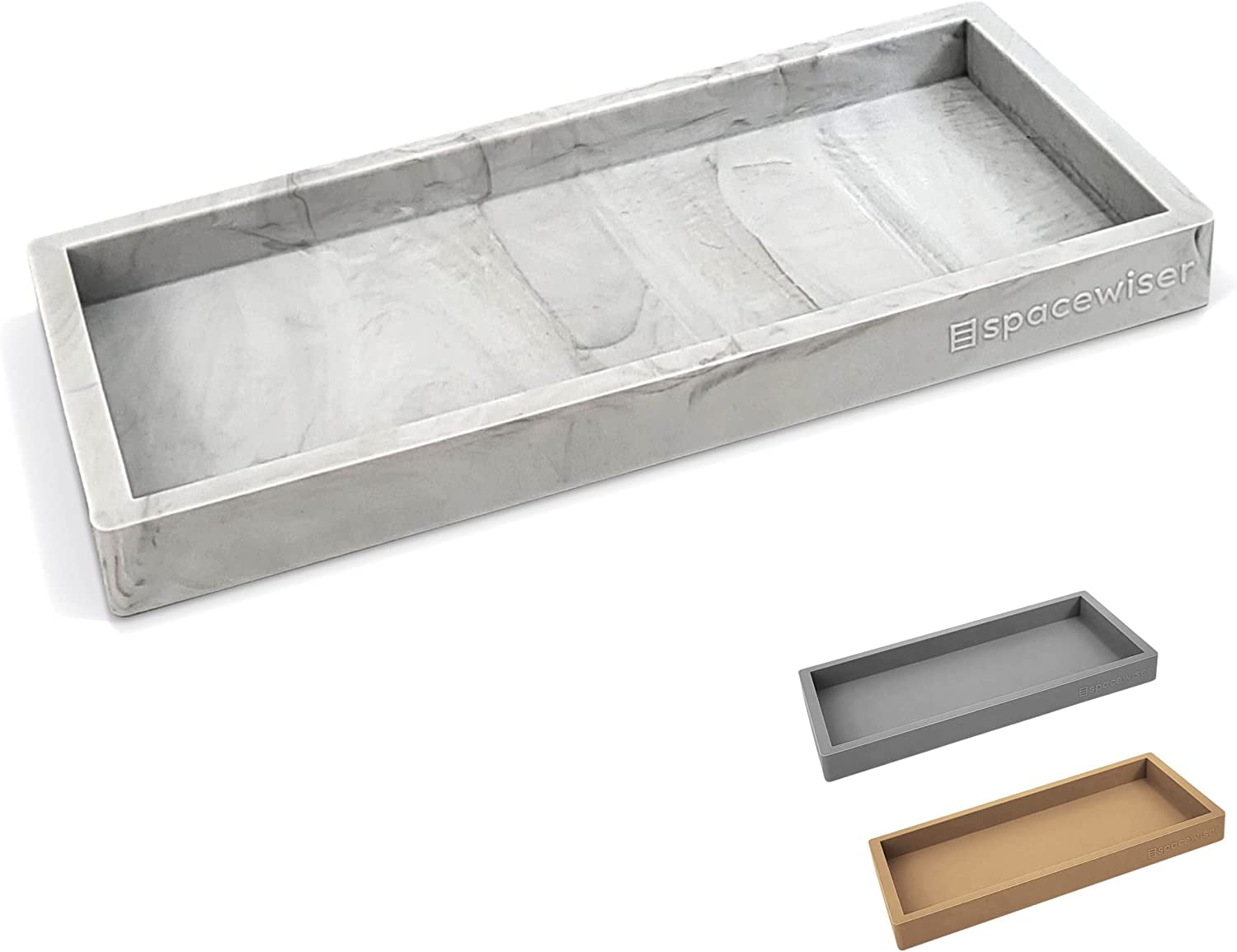 Small Marble Design Rectangular Silicone Vanity Tray