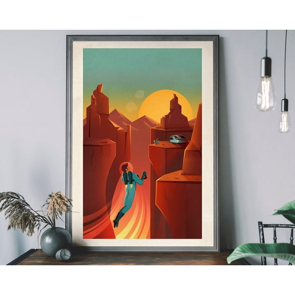 Spacex Retro Wall Art, Sci-Fi Art Print, Astronaut Prints, Space Exploration Poster Wall Art, Modern Wall Decor, 16x24 UNFRAMED