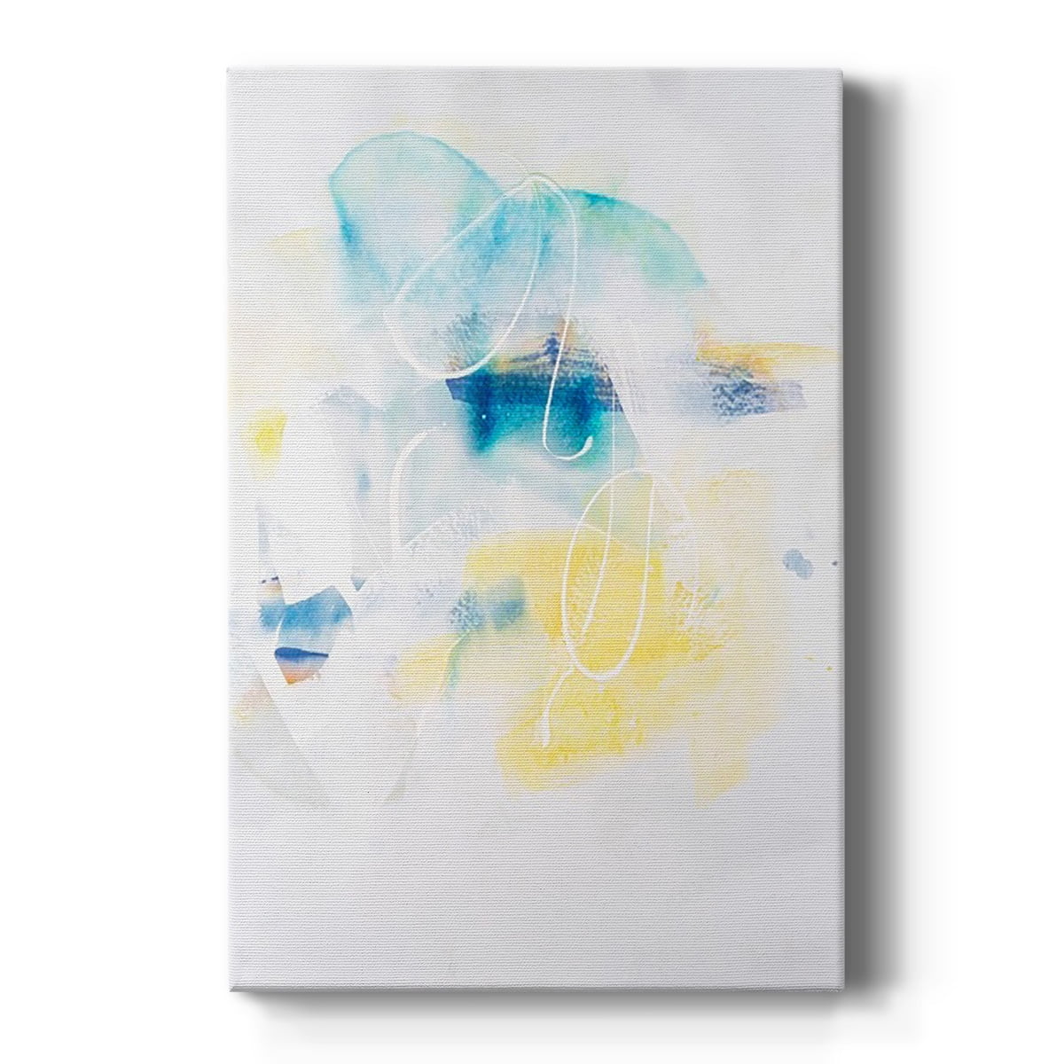 Abstract Blue and Yellow 14" x 14" Canvas Wall Art