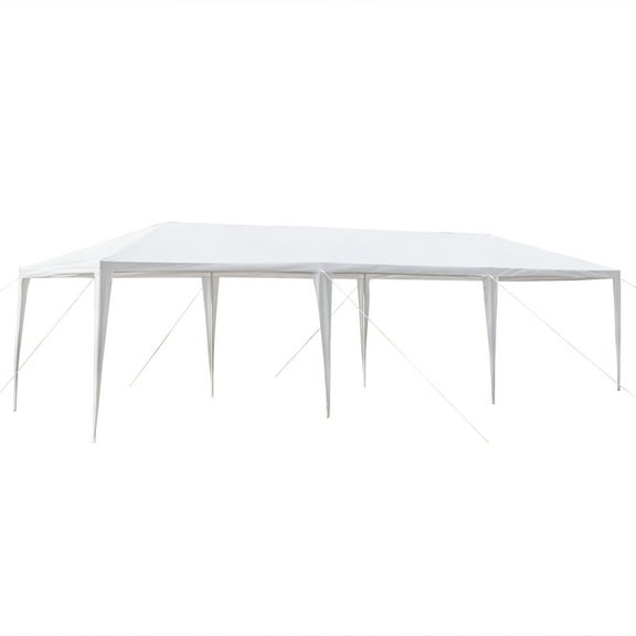 Spacious 10x30 Ft Outdoor Party Tent for Events and Celebrons, Weather-Resistant PE Cloth with Sturdy Iron Framework, White