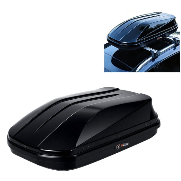 Spacious 17 Cu Ft Hard Shell Rooftop Cargo Box - Dual-Side Opening, Waterproof ABS, Lockable, Global for Cars & SUVs, 220 lbs, Black (Includes Straps & Keys)