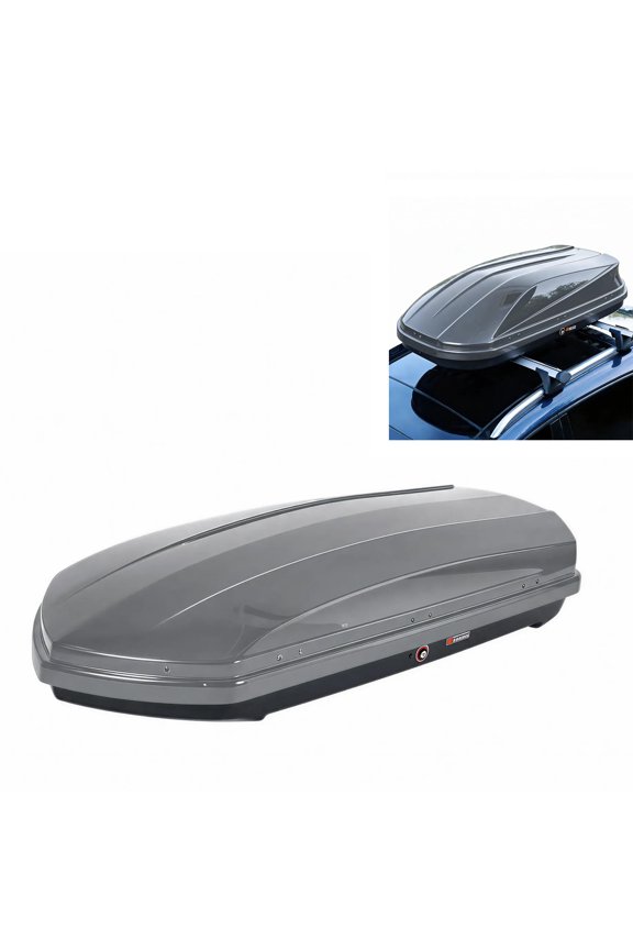 Spacious 19.4 Cu Ft Hard Shell Rooftop Cargo Box - Dual-Side Opening, Global Fit for Cars & SUVs, 220 lbs Capacity, Secure Straps & Keys - Gray