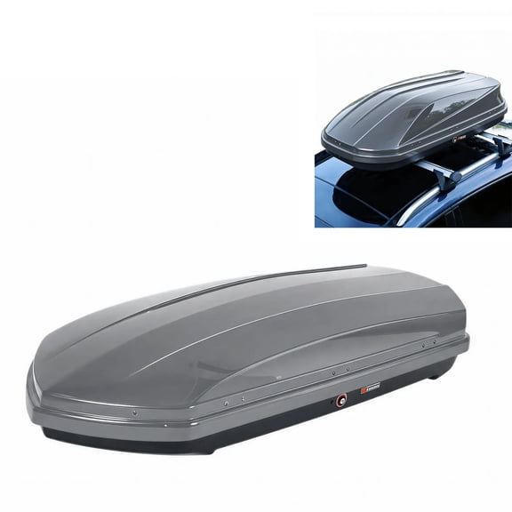 Spacious 19.4 Cu Ft Hard Shell Rooftop Cargo Box - Dual-Side Opening, Global Fit for Cars & SUVs, 220 lbs Capacity, Secure Straps & Keys - Gray