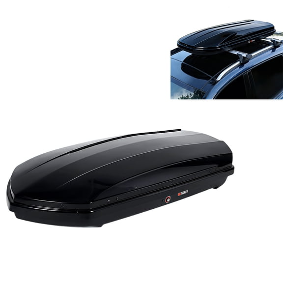 Spacious 19.4 Cu Ft Hard Shell Rooftop Cargo Carrier - Dual-Side Opening, Waterproof, Lock & Reinforced Straps, Global for Cars & SUVs, 220 lbs, Black (Includes Straps & Keys)