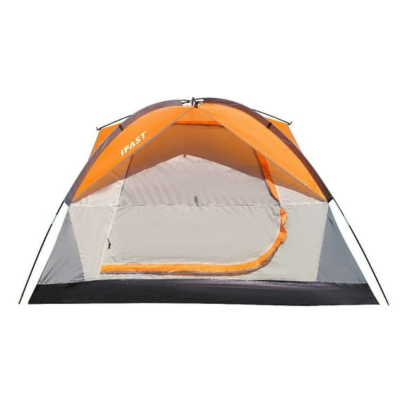 Spacious 2-6 Person Camping Tent - Double Layer Waterproof Design with Top Rain Cover & Large Mesh Windows for All Weather Protection