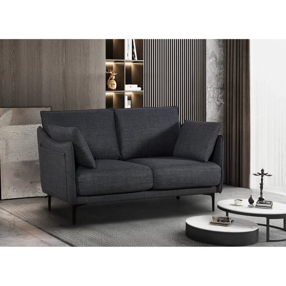 Spacious 2 Seater With Foam Filling - Grey , 500 Lbs Weight Capacity Seat Upholstery Grey, Metal Legs, 81.68 Lb