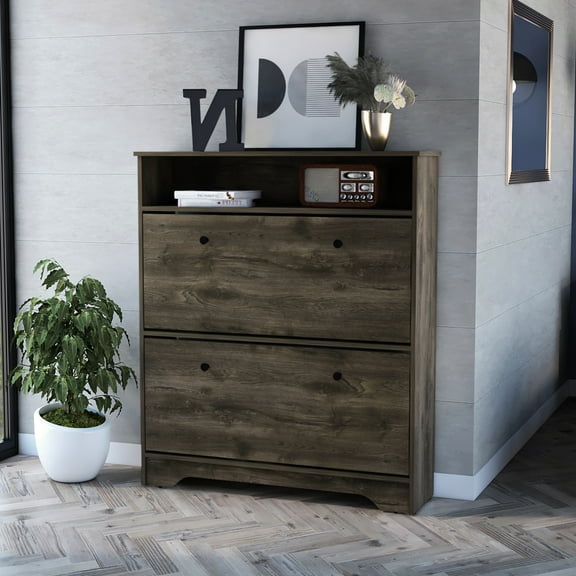 Spacious 2-shelf Shoe Rack In Dark Brown For Optimal Organization Your Collection