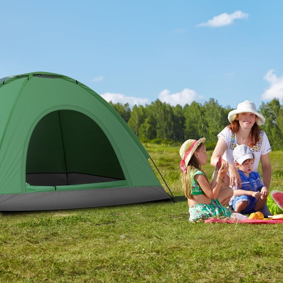 Spacious 3-4 Person Camping Dome Tent in 0 Green Lightweight Design
